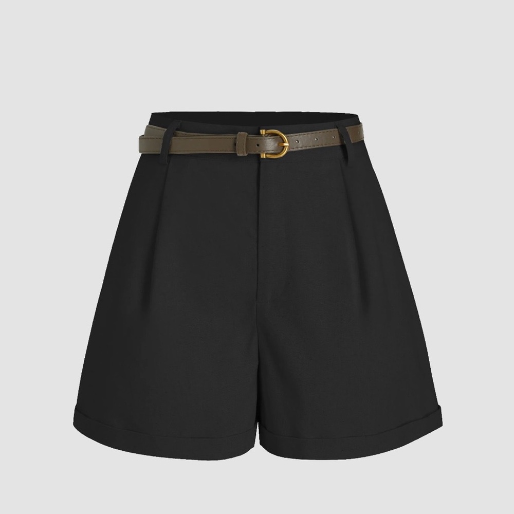 Black Belted Women's Shorts